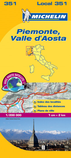 detail Piemonte, Vall Aosta (Itálie), mapa 1:200 000, MICHELIN