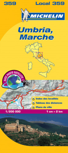Umbria, Marche (Itálie), mapa 1:200 000, MICHELIN