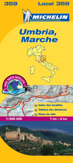 detail Umbria, Marche (Itálie), mapa 1:200 000, MICHELIN