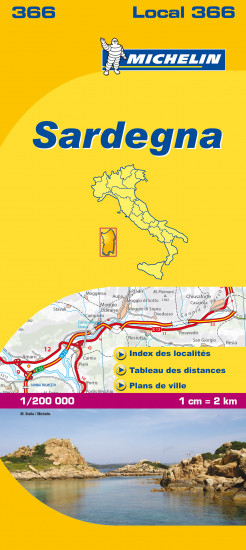 detail Sardegna (Itálie), mapa 1:200 000, MICHELIN