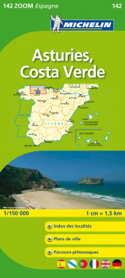 Asturias, Costa Verde (Španělsko), mapa 1:150 000, MICHELIN