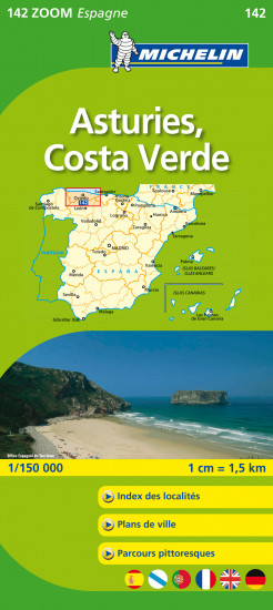 detail Asturias, Costa Verde (Španělsko), mapa 1:150 000, MICHELIN