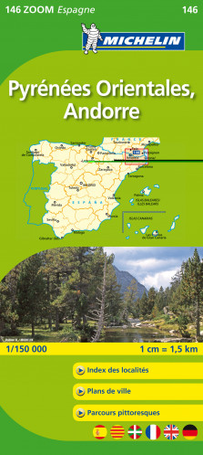 Pyreneje východ, Andorra (Španělsko), mapa 1:150 000, MICHELIN
