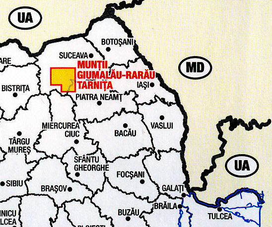 detail Giumalau, Rarau, Tarantina 1:60.000 mapa MUNTI