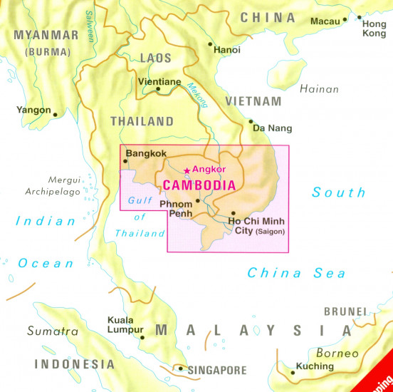detail Kambodža (Cambodia) 1:1,5m + Angkor mapa Nelles