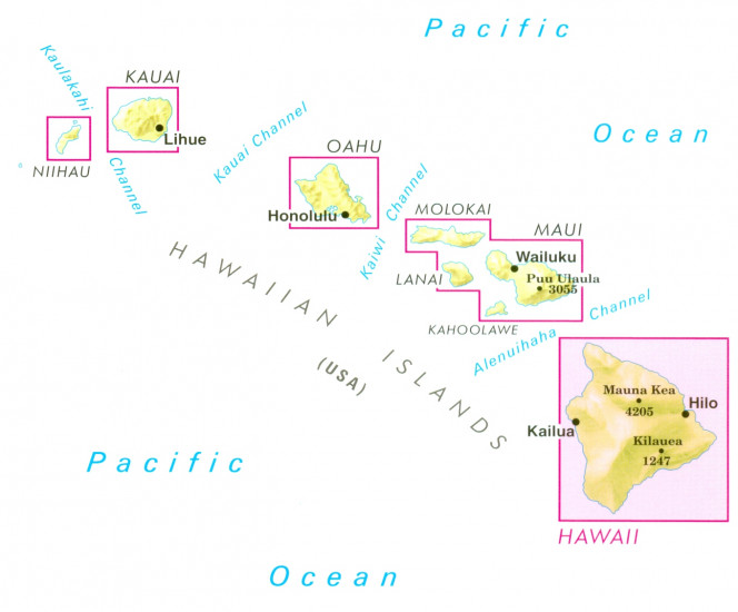detail Havaj (Hawaii) - Big Island 1:330t mapa Nelles