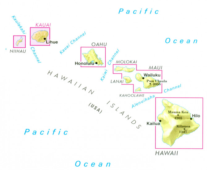 detail Havaj (Hawaii) - Kauai 1:150t mapa Nelles