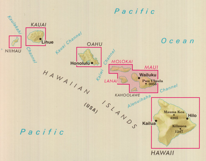 detail Havaj (Hawaii) - Maui 1:150t mapa Nelles
