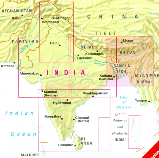 detail Indie Severovýchod (India NE, Bangladesh) 1:1,5m mapa Nelles