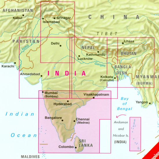 detail Indie Jih (India South) 1:1,5m mapa Nelles