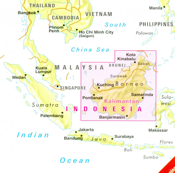 detail Indonésie (Indonesia) Kalimantan 1:1,5m mapa Nelles