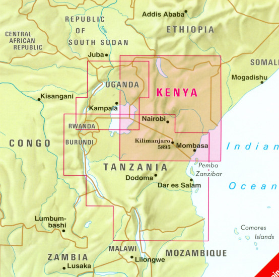 detail Keňa (Kenya) 1:1,1m mapa Nelles