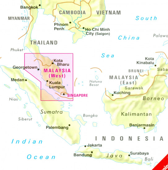 detail Západní Malajsie (West Malaysia) 1:1,5m mapa Nelles