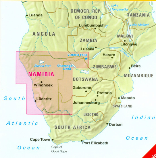 detail Namíbie (Namibia) 1:1,5m mapa Nelles