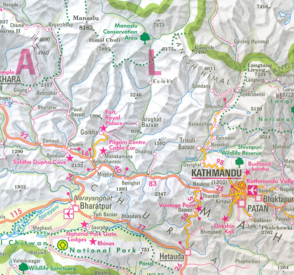 detail Nepál 1:480t mapa Nelles