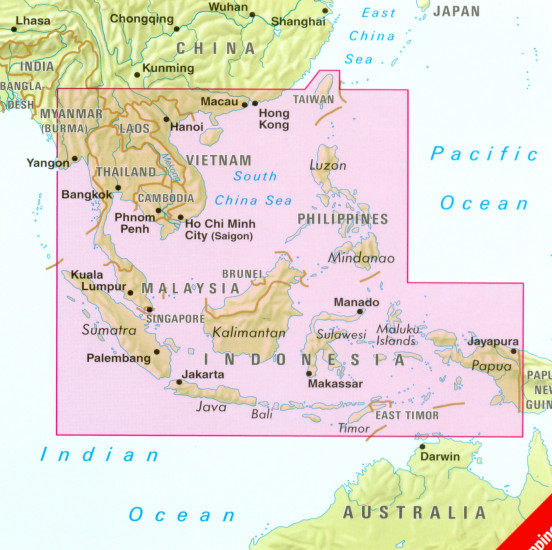 detail Jihovýchodní Asie (Southeast Asia) 1:4,5m mapa Nelles