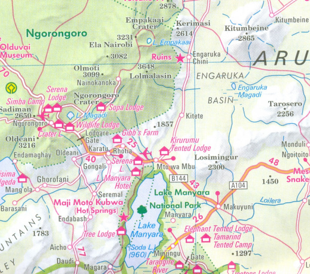 detail Tanzánie (Tanzania) 1:1,5m mapa NELLES
