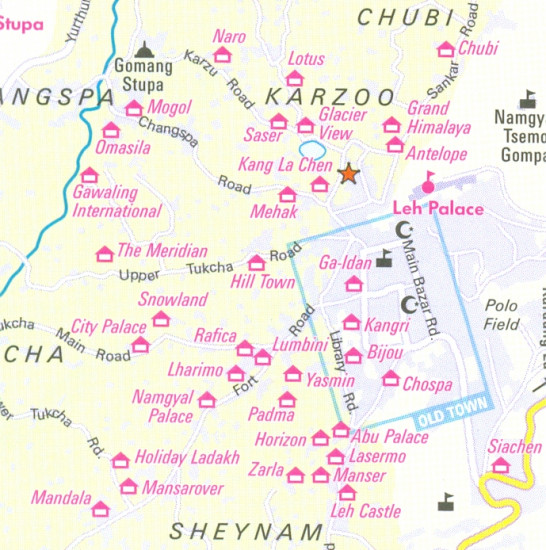 detail Indie - Ladakh, Zanskar 1:350t mapa Nelles