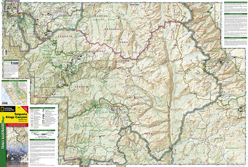 detail Sequoia & Kings Canyon národní park (Kalifornie) turistická mapa GPS komp. NGS
