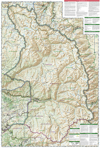 detail Sequoia & Kings Canyon národní park (Kalifornie) turistická mapa GPS komp. NGS