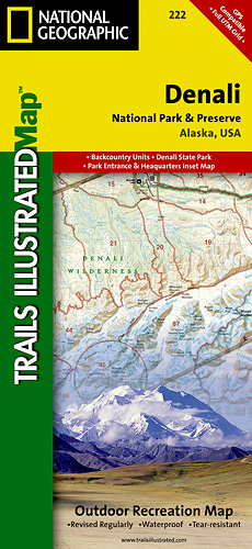 detail Denali národní park turistická mapa GPS komp. NGS