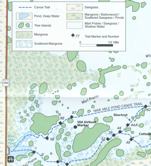 detail Everglades národní park (Florida) turistická mapa GPS komp. NGS