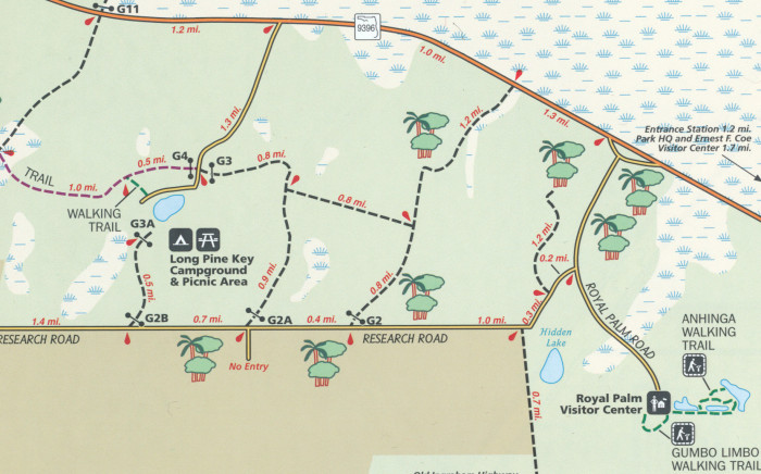 detail Everglades národní park (Florida) turistická mapa GPS komp. NGS