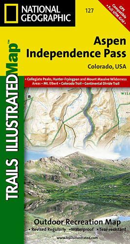 detail Aspen, Independence Pass (Colorado) turistická mapa GPS komp. NGS