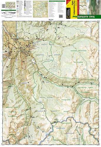 detail Aspen, Independence Pass (Colorado) turistická mapa GPS komp. NGS