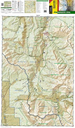 detail Maroon Bells, Redstond, Marble (Colorado) turistická mapa GPS komp. NGS