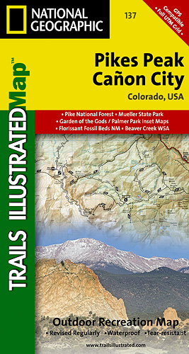 Pikes Peak, Canon City (Colorado) turistická mapa GPS komp. NGS