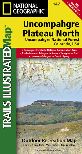 detail Uncompahgre Plateau Sever (Colorado) turistická mapa GPS komp. NGS