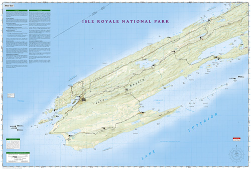 detail Isle Royale národní park turistická mapa GPS komp. NGS