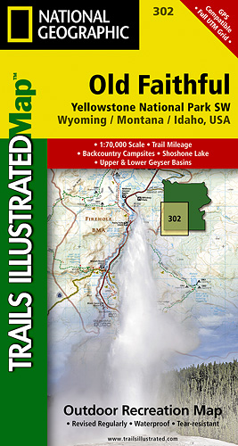 Yellowstone národní park turistická mapa GPS komp. NGS