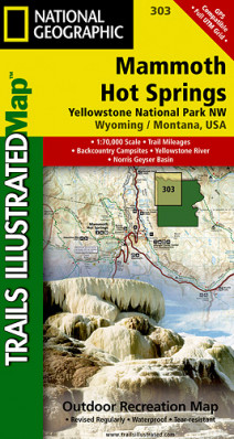 Mammoth Hot Springs Yellowstone národní park turistická mapa GPS komp. NGS
