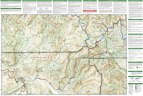 detail Tower / Canyon Yellowstone národní park turistická mapa NGS GPS