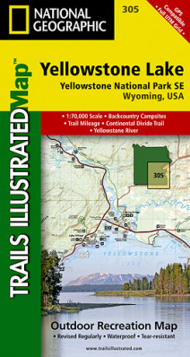 Yellowstone Lake turistická mapa GPS komp. NGS