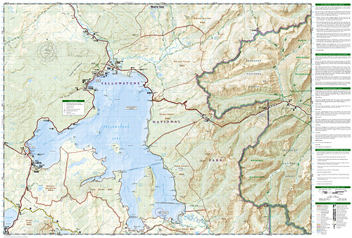 detail Yellowstone Lake turistická mapa GPS komp. NGS