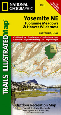 Yosemite Tuolumne Meadows národní park (Kaliforine) turistická mapa GPS komp. NG