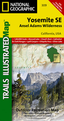 Yosemite Ansel Adams Wilderness národní park (Kaliforine) turistická mapa GPS ko