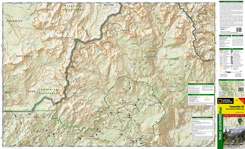 detail Yosemite Ansel Adams Wilderness národní park (Kaliforine) turistická mapa GPS ko