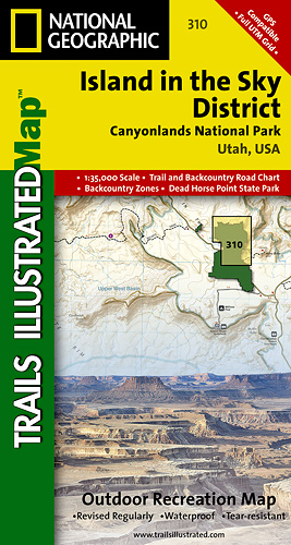 detail Canyonlands Island in the Sky District národní park (Utah) turistická mapa GPS k