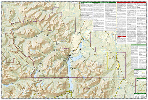 detail Many Glacier, Waterton lakes národní park (Montana) turistická mapa GPS komp. NG