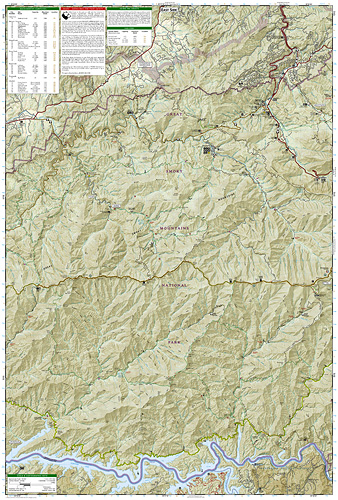 detail Cades Cove / Elkmont Great smoky mountains národní park turistická mapa GPS komp