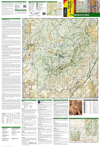 detail Cedar Mountain, Asdown Gorge národní park (Utah) turistická mapa GPS komp. NGS