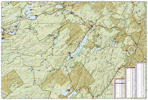detail Adirondack Park, Northville/Raquette Lake národní park (New York) turistická map