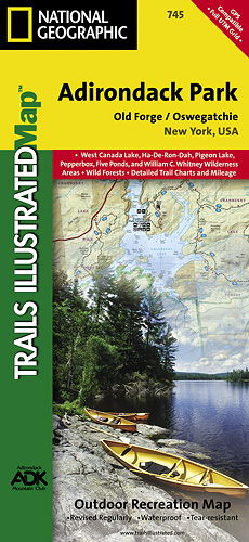 detail Adirondack Park, Old Forge/Oswegatchie národní park (New York) turistická mapa G