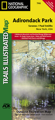 detail Adirondack Park, Saranac/Paul Smiths národní park (New York) turistická mapa GPS