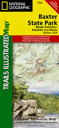 detail Baxter State Park/Mount Katahdin národní park turistická mapa GPS komp. NGS