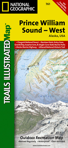 Prince William Sound, West národní park (Alaska) turistická mapa GPS komp. NGS